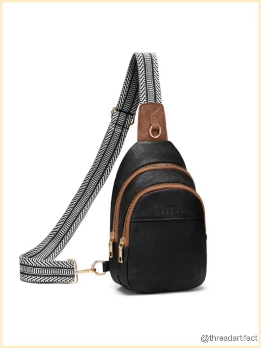 Small Faux Leather Sling Bag Crossbody Purse Adjustable Strap Multi Pocket